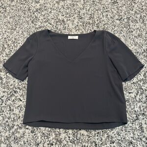 Aritzia Babaton Charcoal V-Neck Randy Blouse